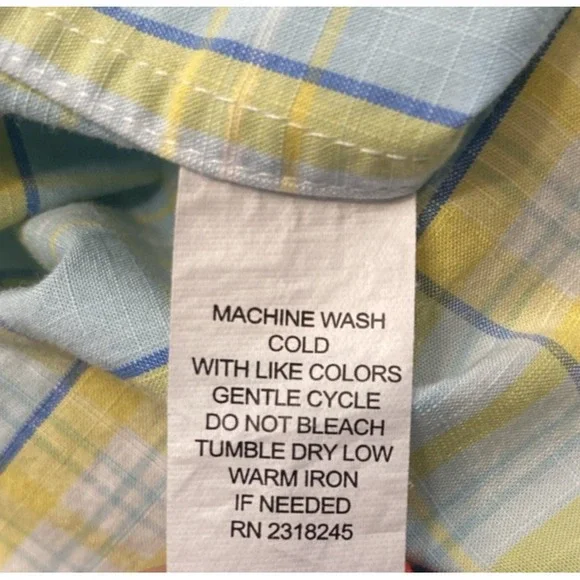 Vineyard Vines Men's Murray Shirt short sleeve Yellow Teal Summer Plaid Size M - Picture 9 of 13
